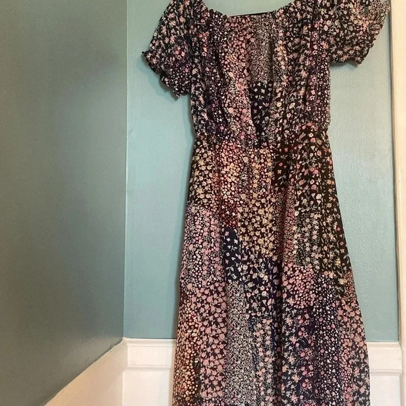 Lulus floral maxi dress- small- sheer with lining - front slit- short sleeve - Picture 7 of 7